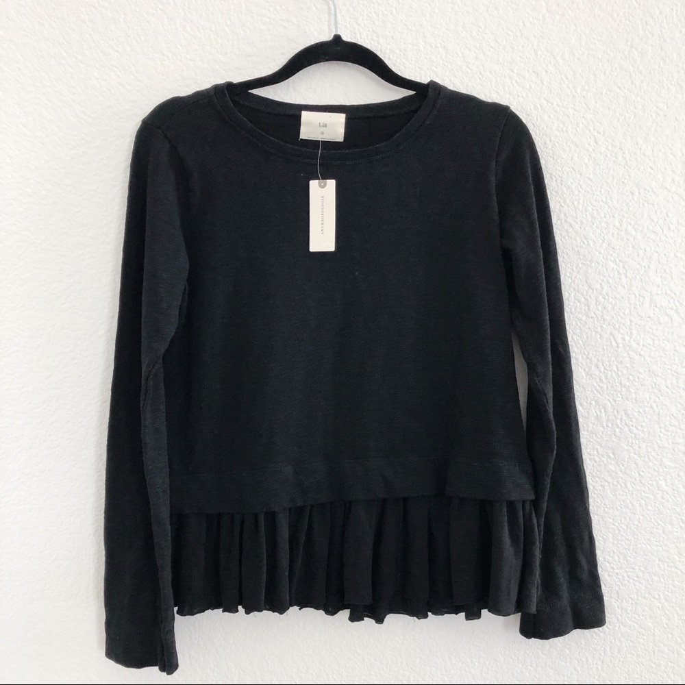 Anthropologie NWT t.la Black L/S Top